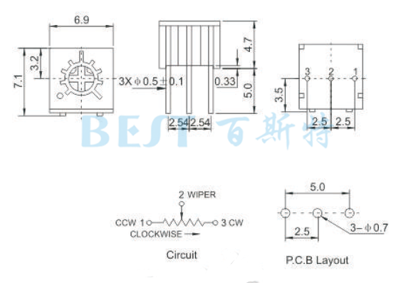 精密電位器JML3362U參考圖紙 精密電位器JML3362U參考圖紙